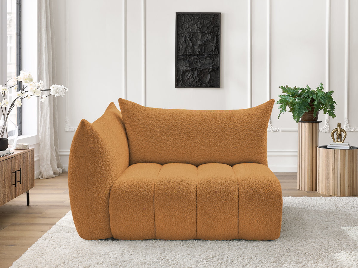 Chauffeuse 2 place avec accoudoir pour canapé modulable AZRA tissu bouclette