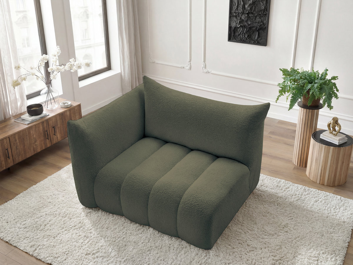 Chauffeuse 2 place avec accoudoir pour canapé modulable AZRA tissu bouclette