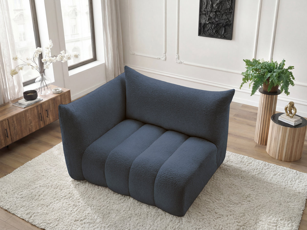 Chauffeuse 2 place avec accoudoir pour canapé modulable AZRA tissu bouclette