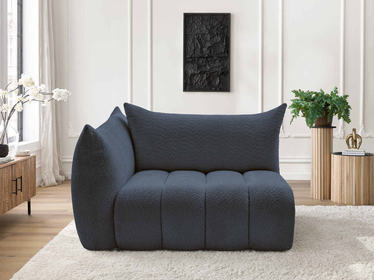 Chauffeuse 2 place avec accoudoir pour canapé modulable AZRA tissu bouclette