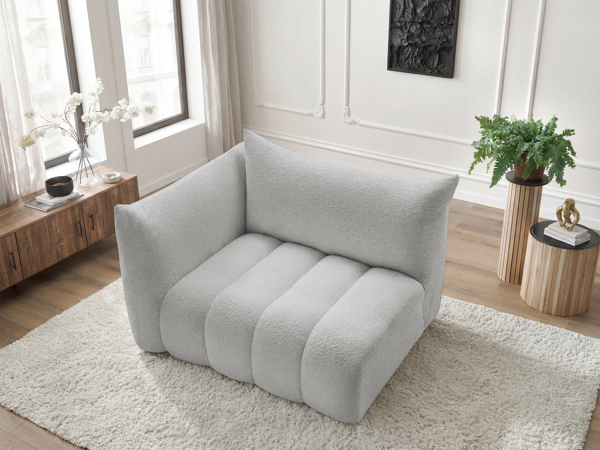 Chauffeuse 2 place avec accoudoir pour canapé modulable AZRA tissu bouclette