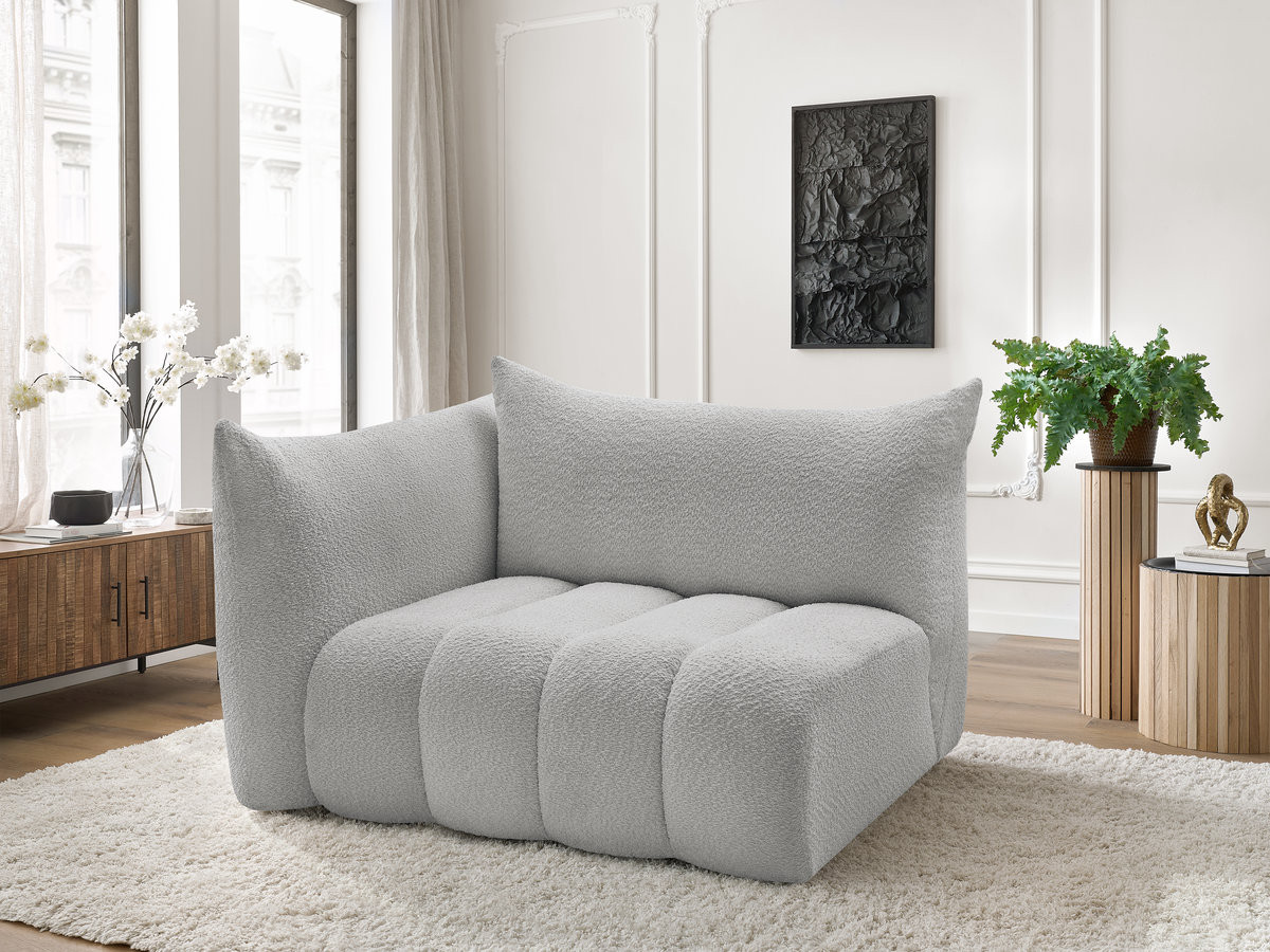 Chauffeuse 2 place avec accoudoir pour canapé modulable AZRA tissu bouclette