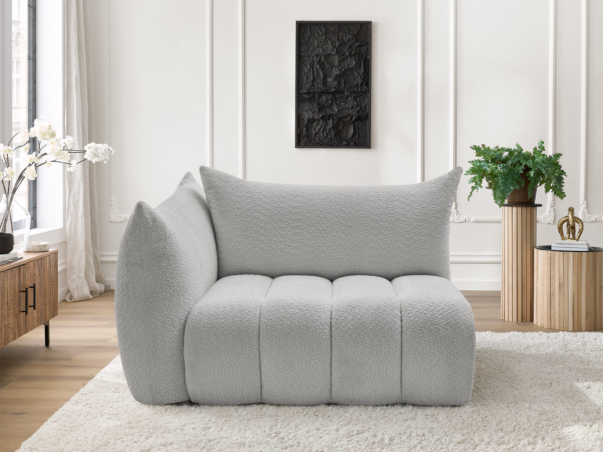 Chauffeuse 2 place avec accoudoir pour canapé modulable AZRA tissu bouclette