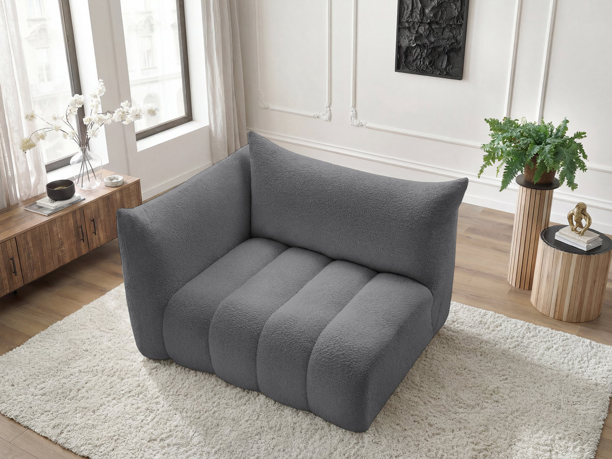 Chauffeuse 2 place avec accoudoir pour canapé modulable AZRA tissu bouclette