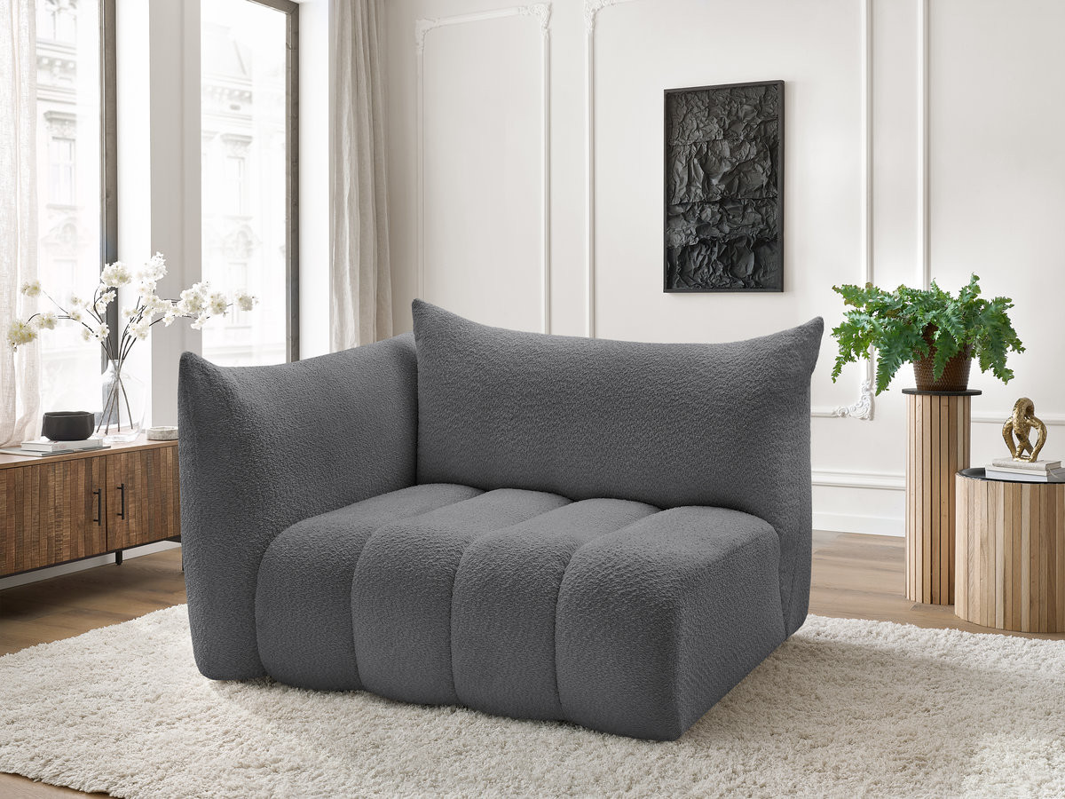 Chauffeuse 2 place avec accoudoir pour canapé modulable AZRA tissu bouclette