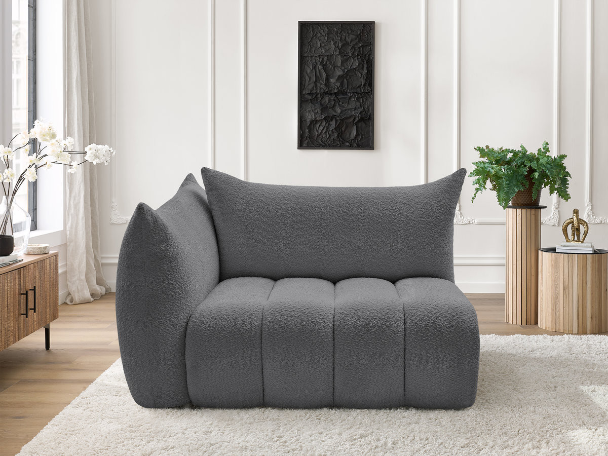 Chauffeuse 2 place avec accoudoir pour canapé modulable AZRA tissu bouclette