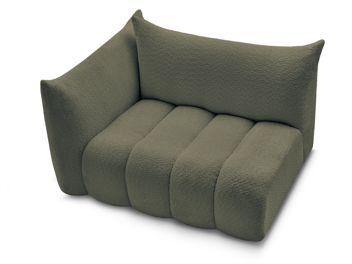 Chauffeuse 2 place avec accoudoir pour canapé modulable AZRA tissu bouclette