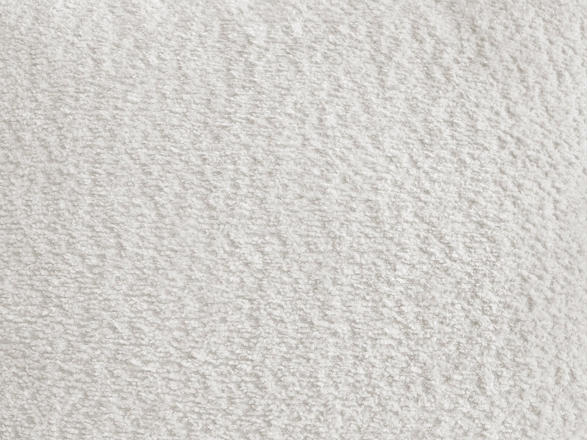 Canapé d'angle fixe modulable AZRA tissu bouclette avec pouf