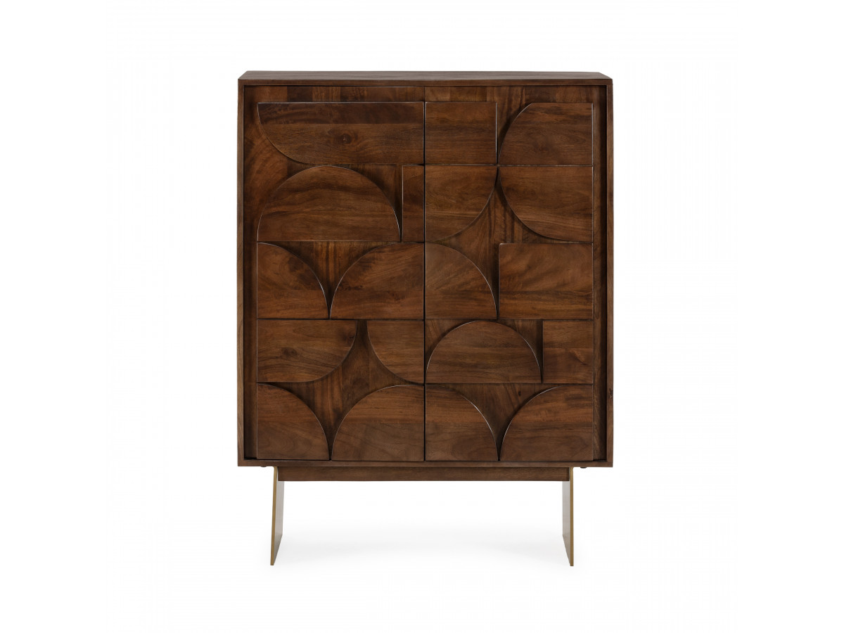 Buffet haut 2 portes 90 cm BERENICE bois massif de manguier — vue 6