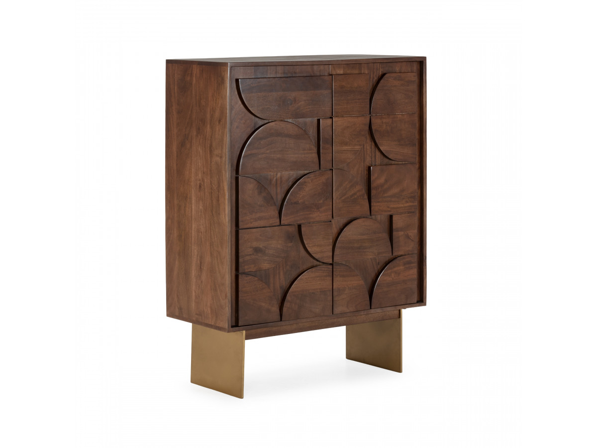 BERENICE 2-deurs dressoir, 90 cm hoog, massief mangohout