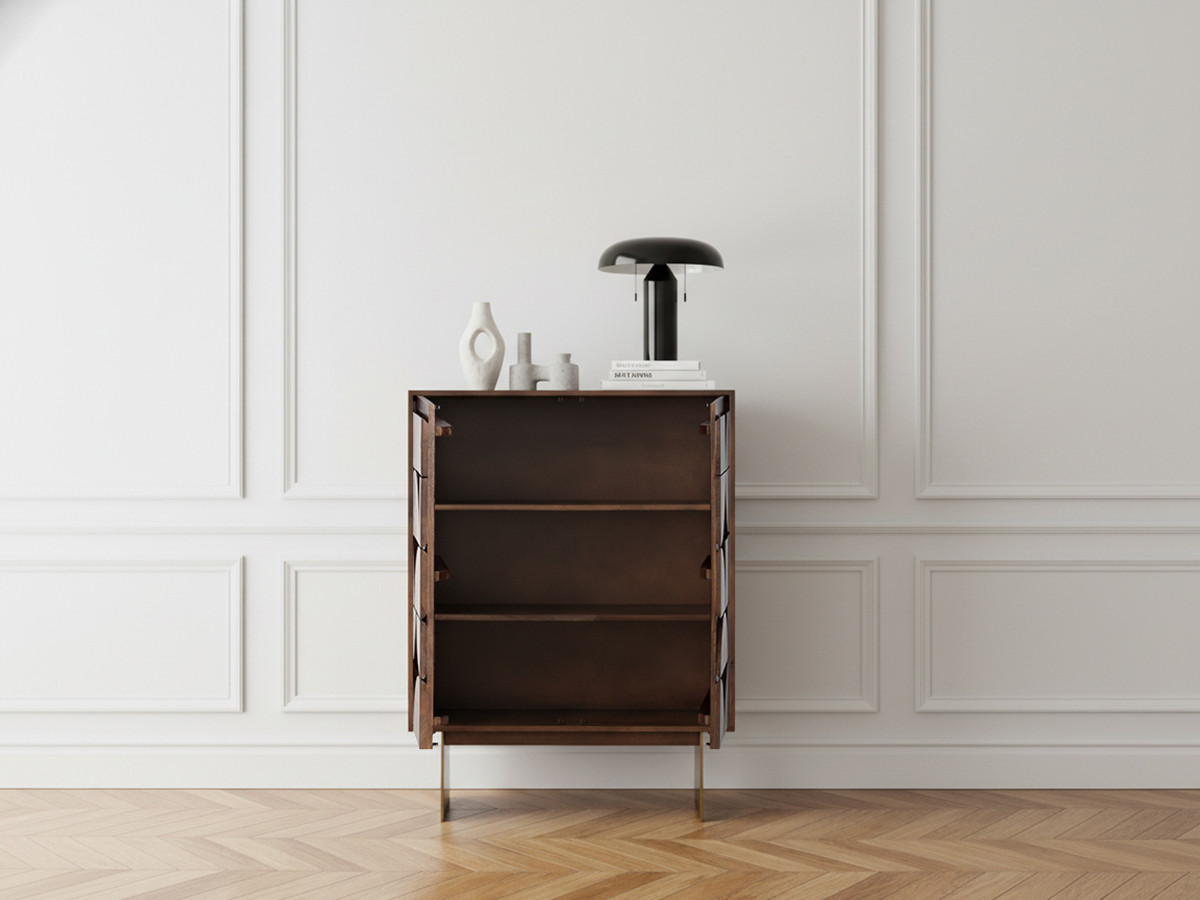 Buffet haut 2 portes 90 cm BERENICE bois massif de manguier — vue 4