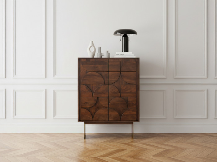 Buffet haut 2 portes 90 cm BERENICE bois massif de manguier