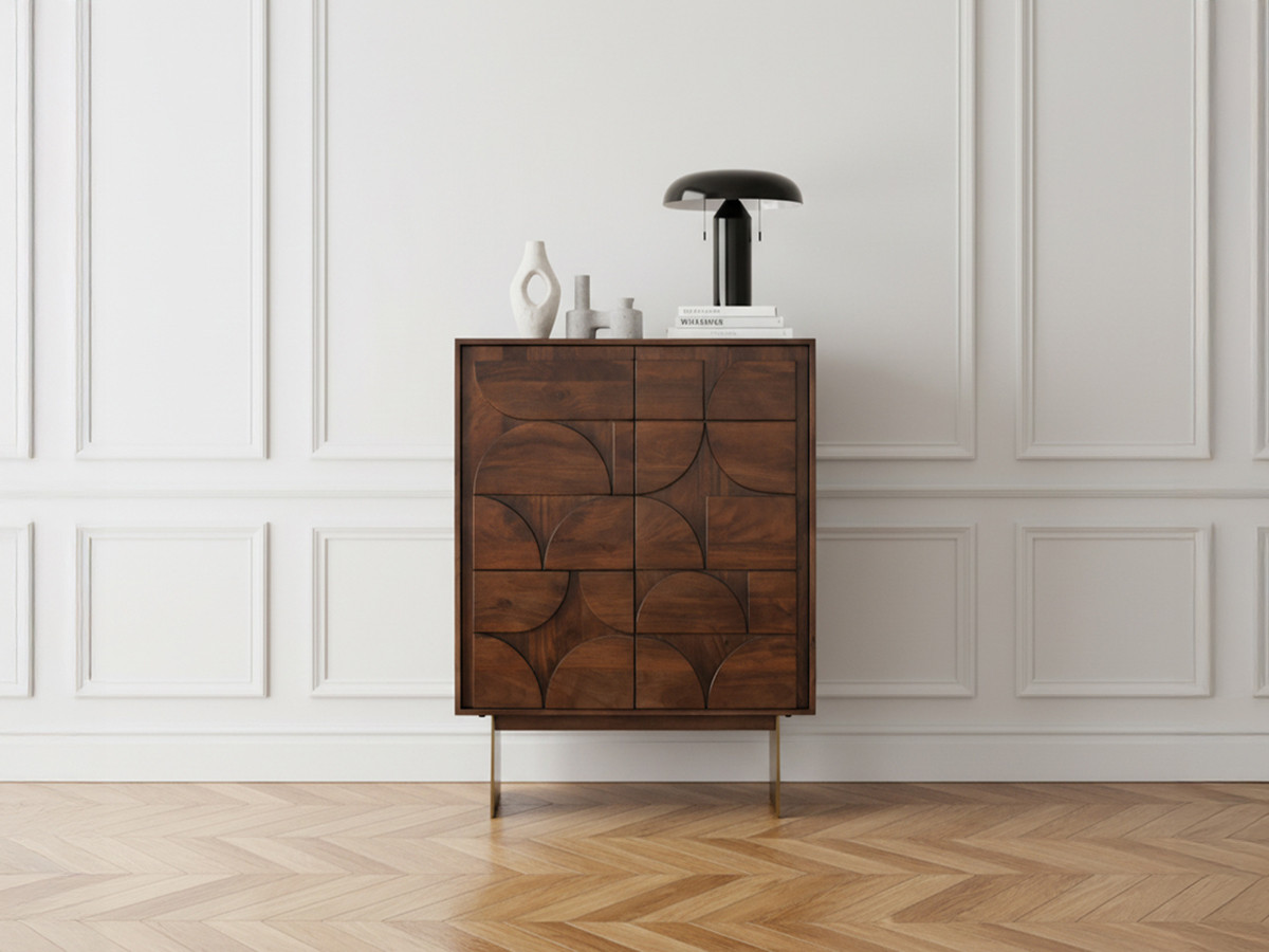 Buffet haut 2 portes 90 cm BERENICE bois massif de manguier Buffet haut 2 portes 90 cm BERENICE bois massif de manguier