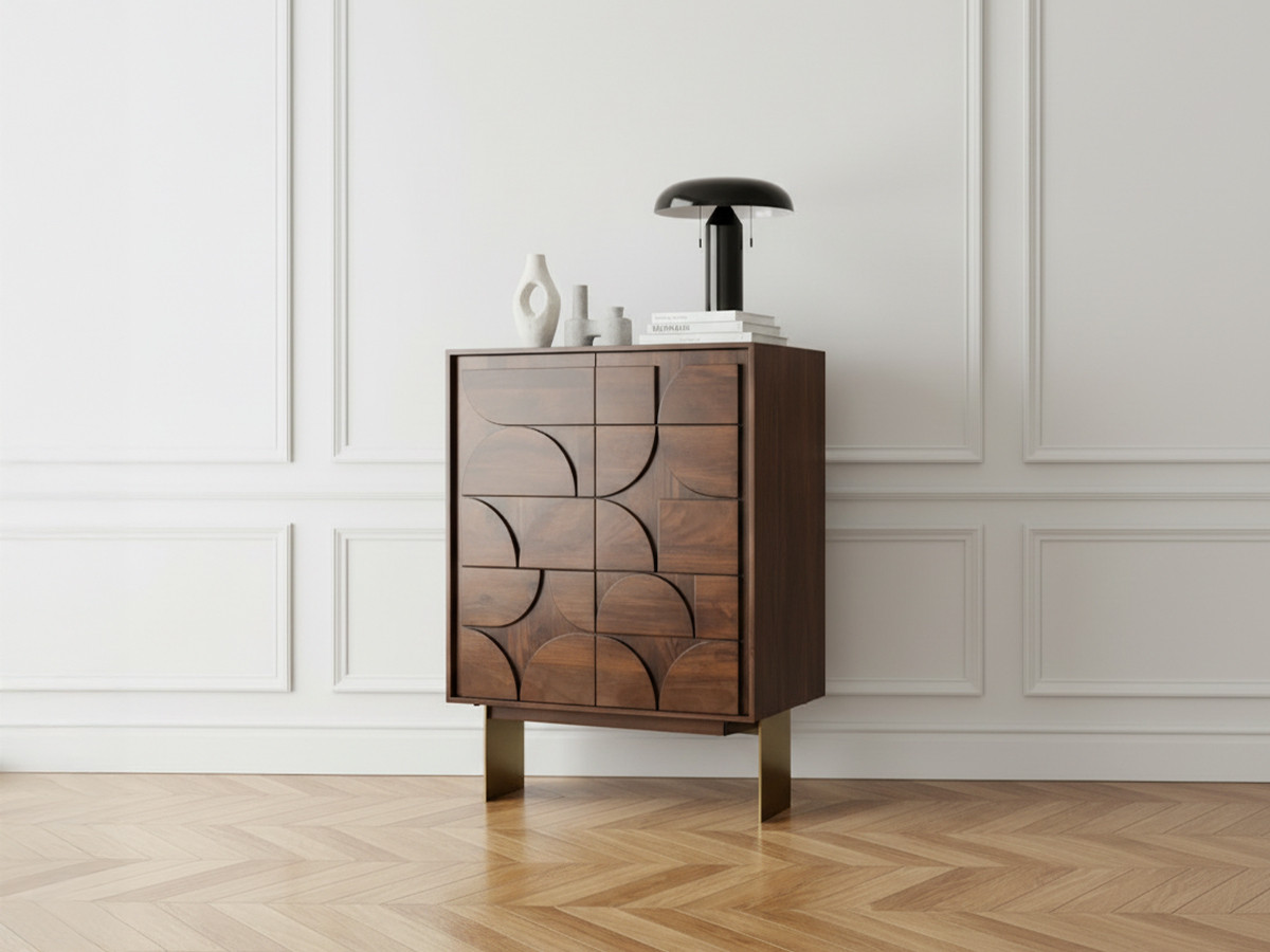 Buffet haut 2 portes 90 cm BERENICE bois massif de manguier — vue 5