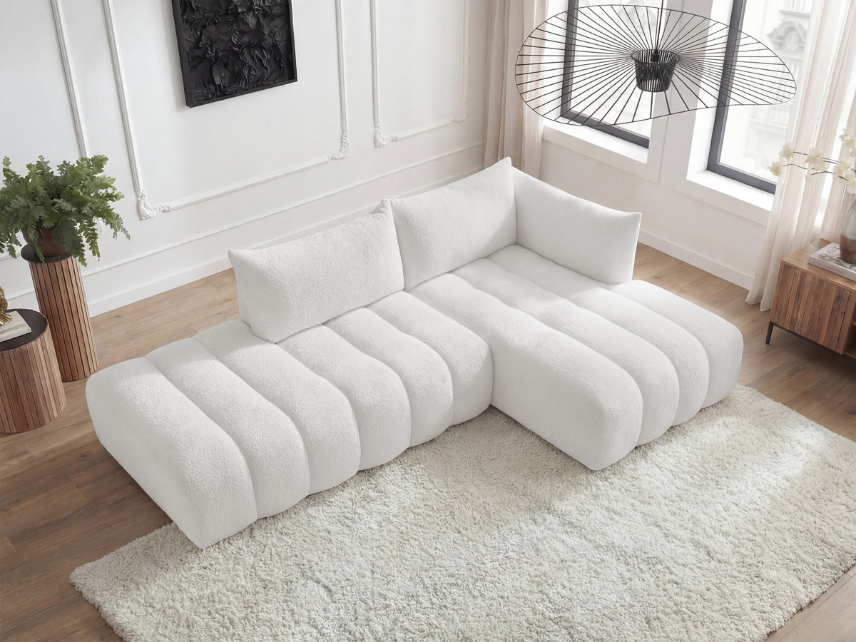 Canapé d'angle modulable AZRA bouclette blanc — vue 6