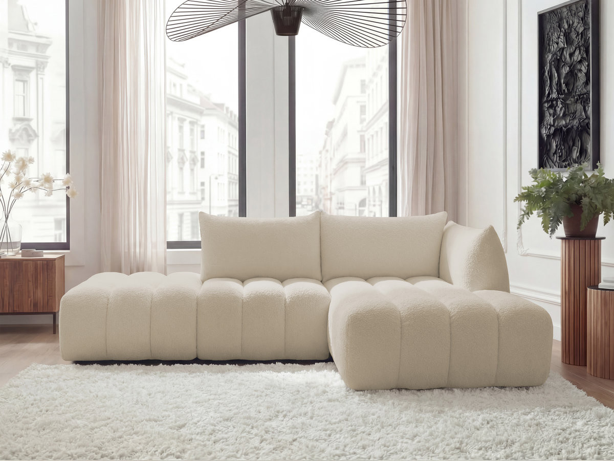 Canapé d'angle modulable AZRA bouclette beige — vue 4