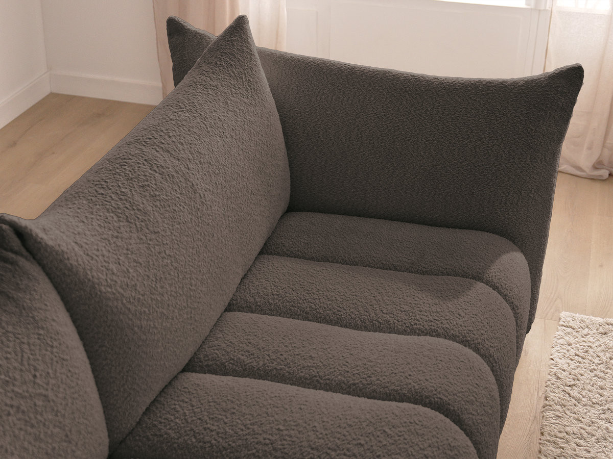 Canapé d'angle fixe modulable AZRA tissu bouclette