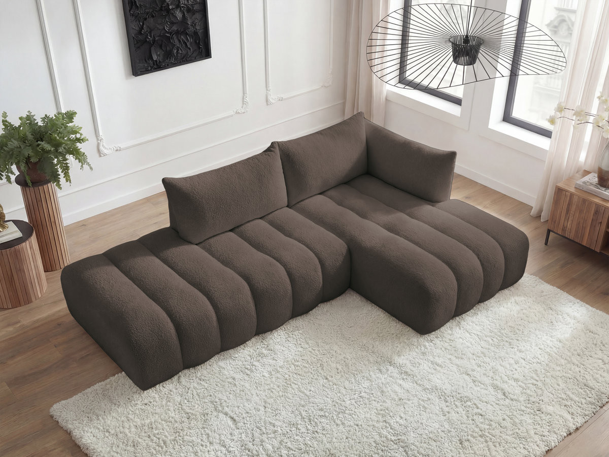 Canapé d'angle modulable AZRA bouclette marron — vue 6