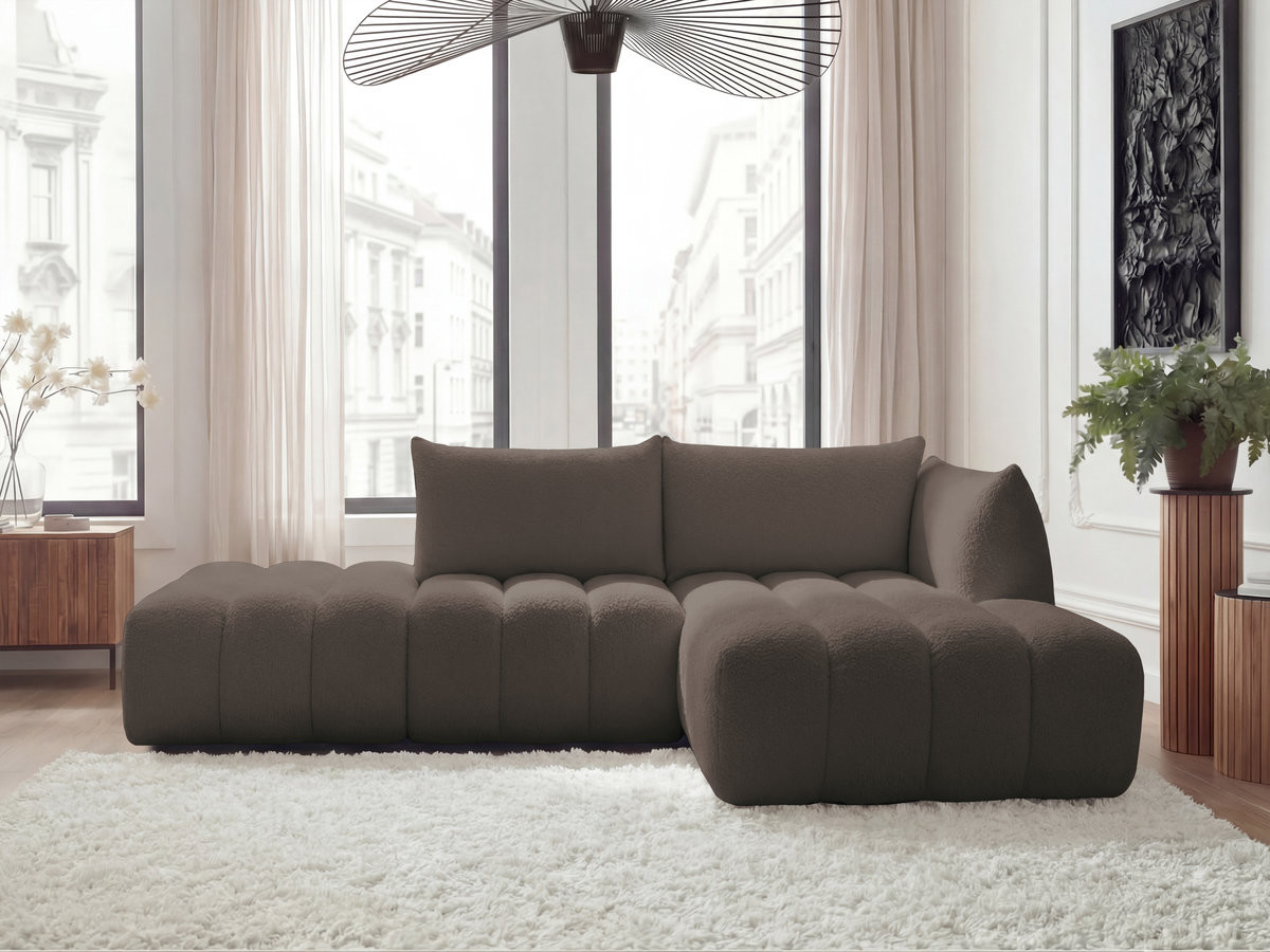 Canapé d'angle modulable AZRA bouclette marron — vue 4