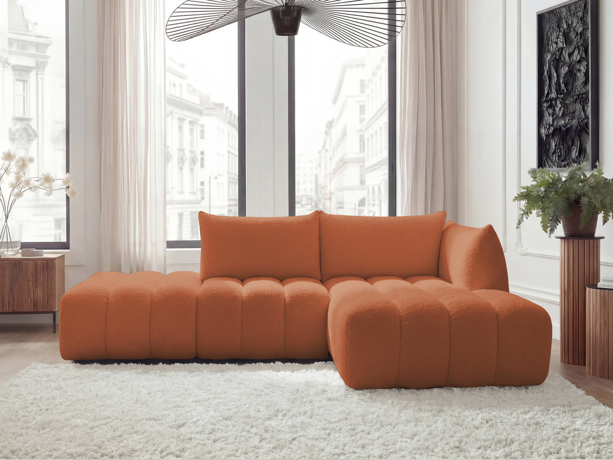 Canapé d'angle modulable AZRA bouclette orange — vue 4