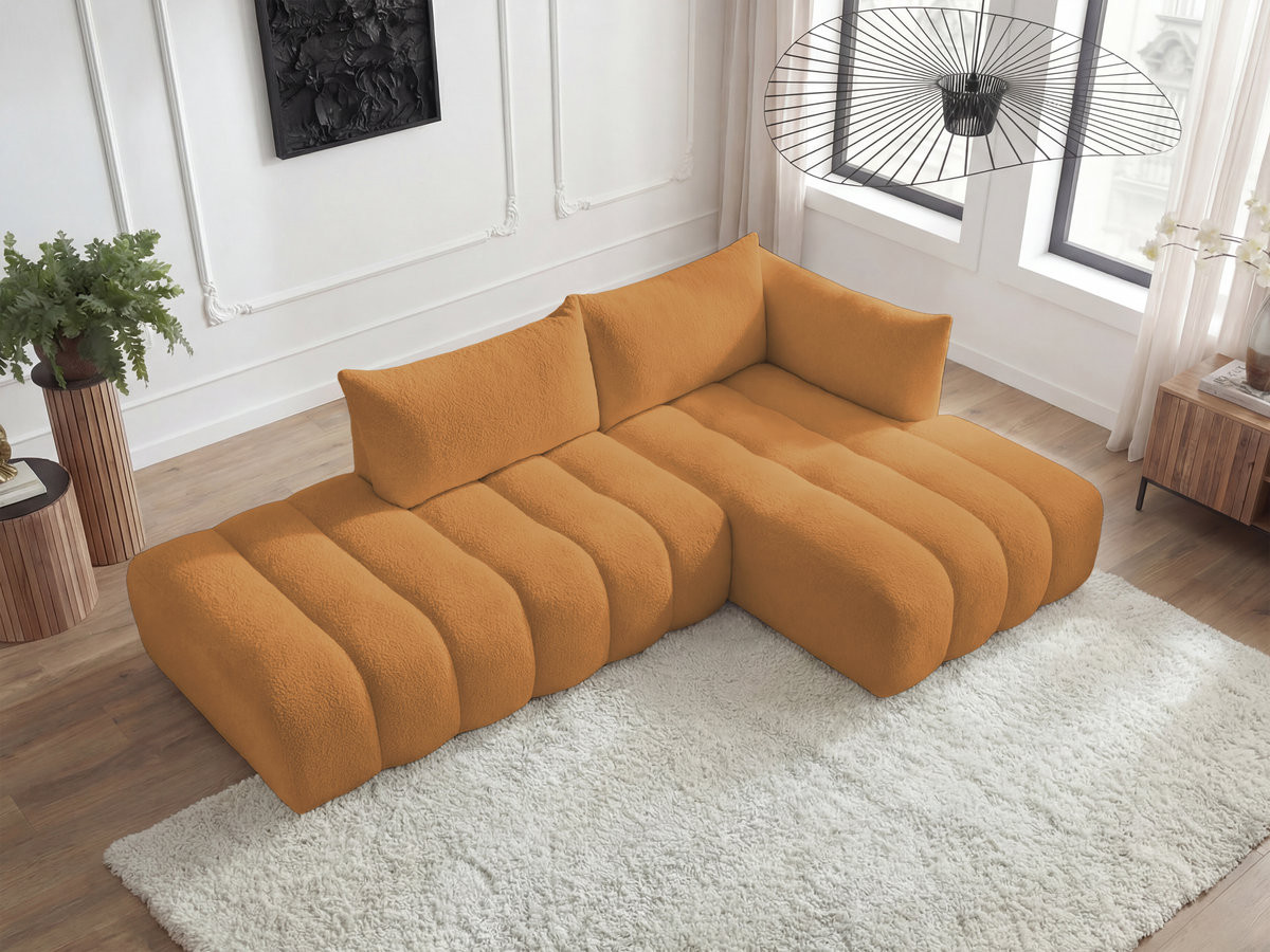 Canapé d'angle modulable AZRA bouclette jaune — vue 6