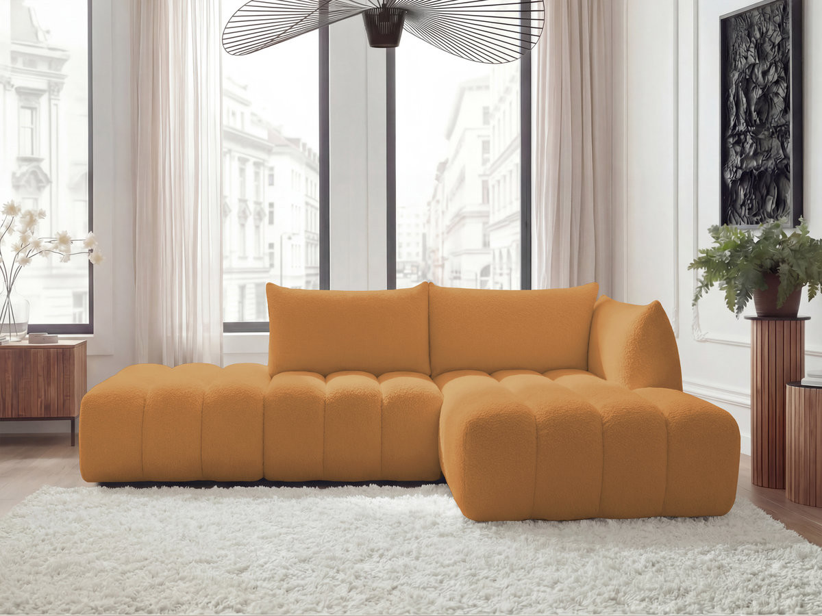 Canapé d'angle modulable AZRA bouclette jaune — vue 4