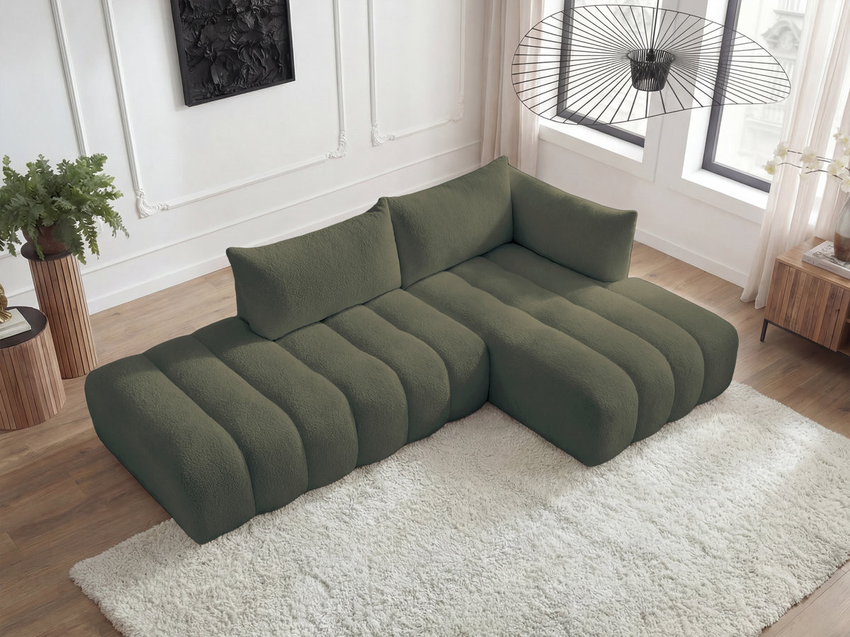 Canapé d'angle modulable AZRA bouclette vert — vue 6