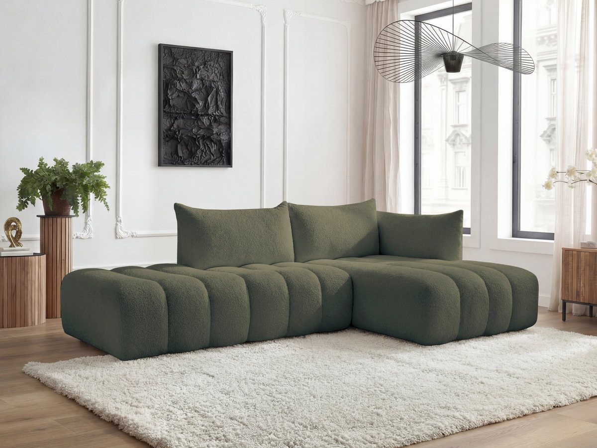 Canapé d'angle modulable AZRA bouclette vert