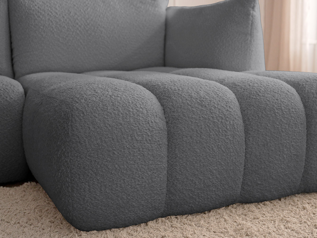 Canapé d'angle fixe modulable AZRA tissu bouclette
