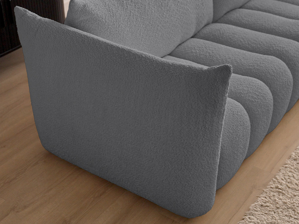 Canapé d'angle fixe modulable AZRA tissu bouclette