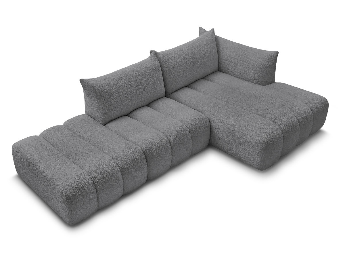 Canapé d'angle fixe modulable AZRA tissu bouclette