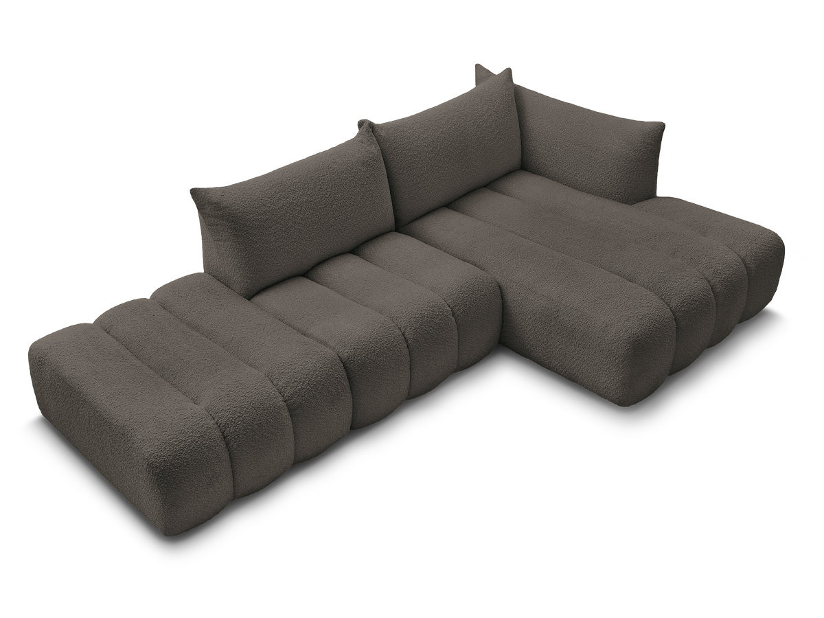 Canapé d'angle fixe modulable AZRA tissu bouclette