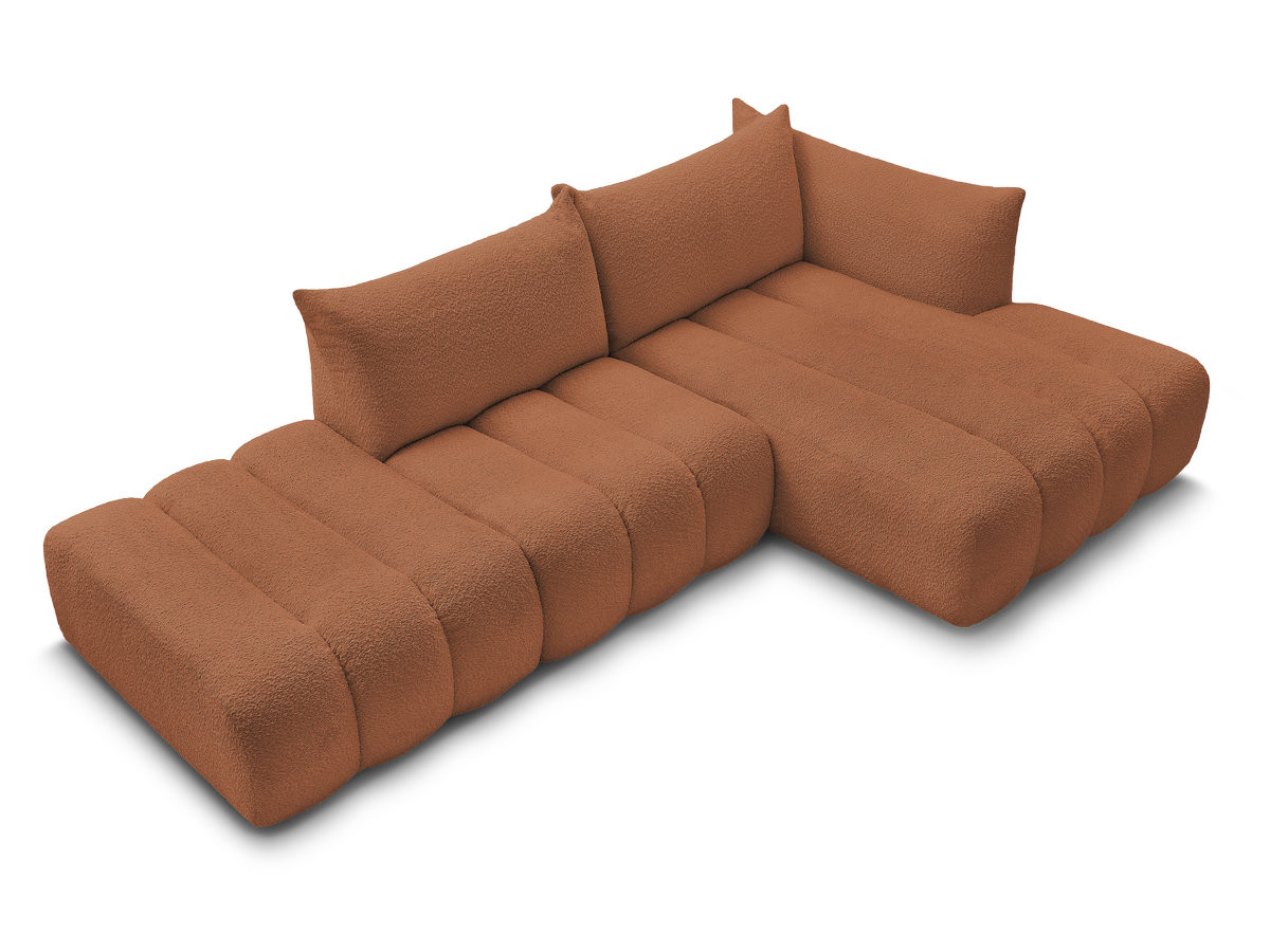 Canapé d'angle fixe modulable AZRA tissu bouclette