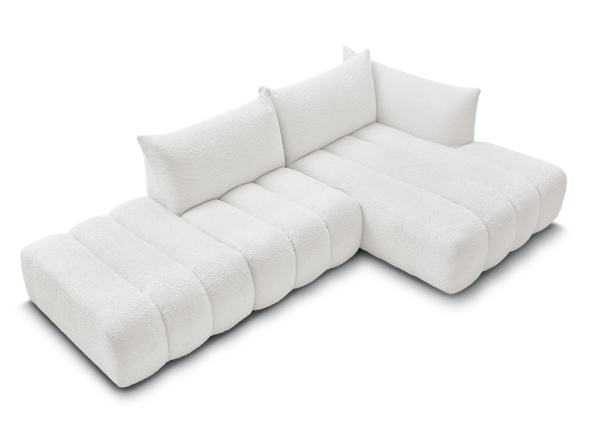 Canapé d'angle fixe modulable AZRA tissu bouclette