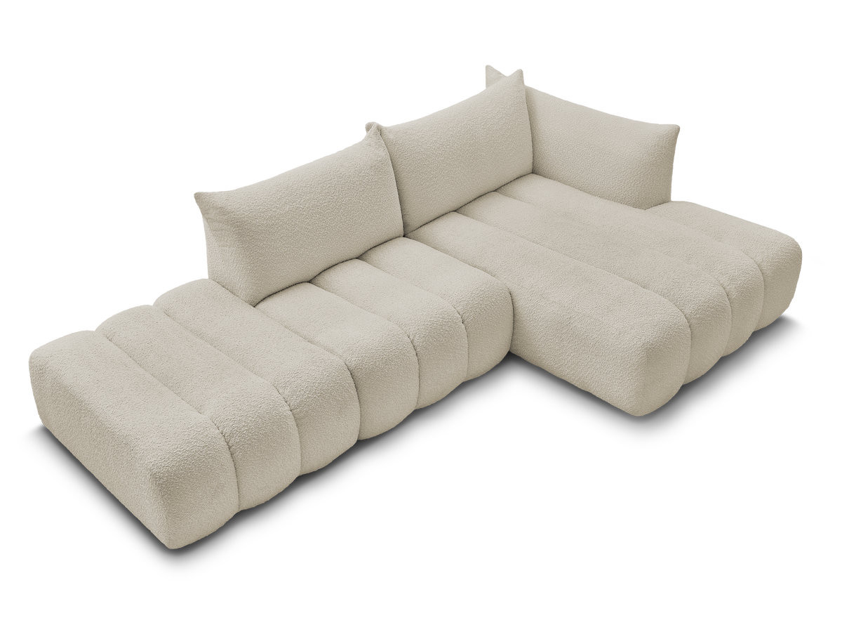 Canapé d'angle fixe modulable AZRA tissu bouclette