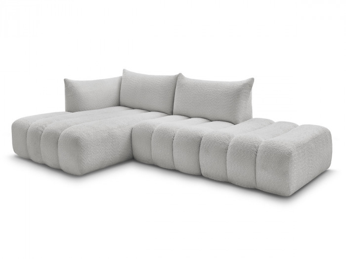 Canapé d'angle fixe modulable AZRA tissu bouclette