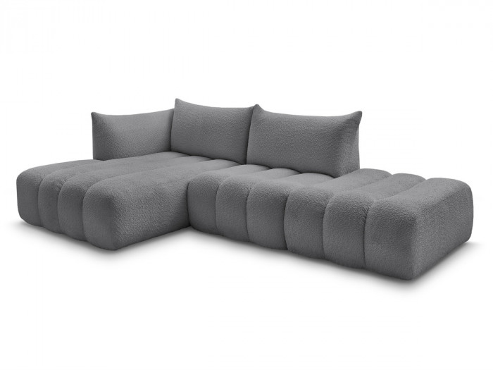 Canapé d'angle fixe modulable AZRA tissu bouclette