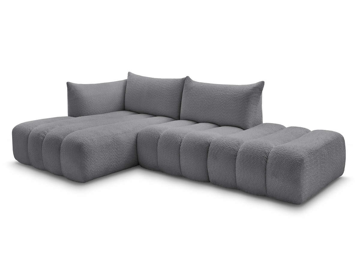 Canapé d'angle fixe modulable AZRA tissu bouclette