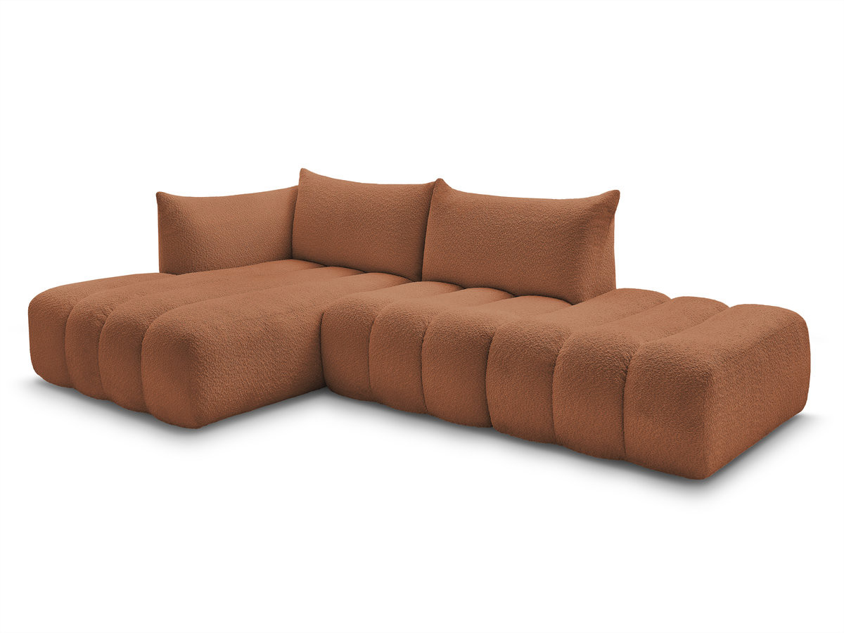 canapé d'angle fixe modulable azra tissu bouclette de couleur orange