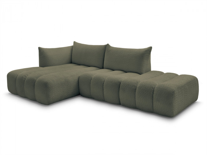 Canapé d'angle fixe modulable AZRA tissu bouclette