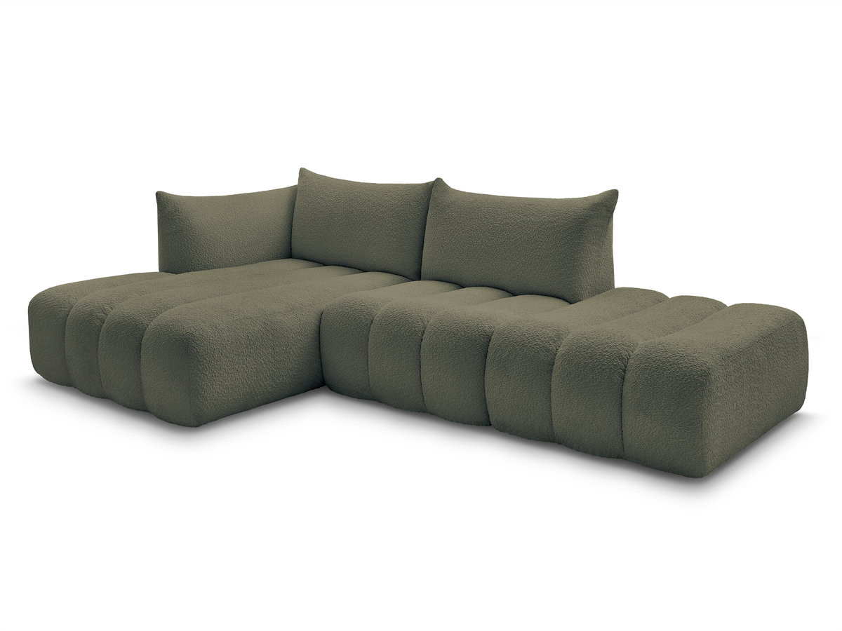 Canapé d'angle fixe modulable AZRA tissu bouclette