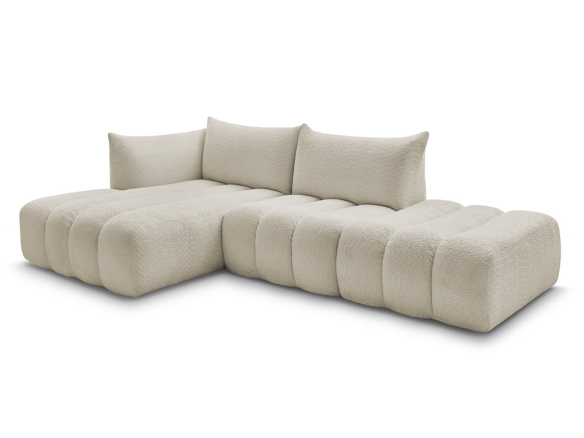 Canapé d'angle fixe modulable AZRA tissu bouclette