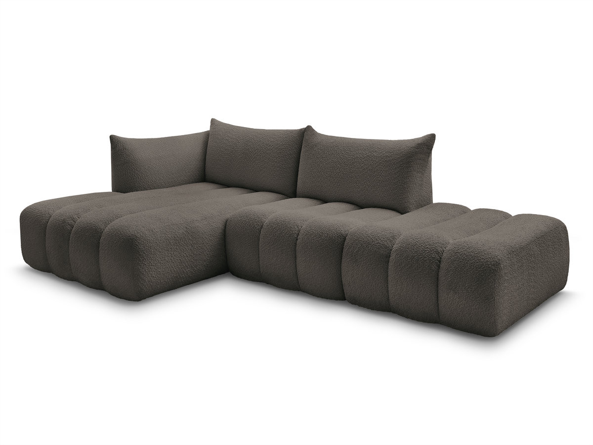 Canapé d'angle fixe modulable AZRA tissu bouclette