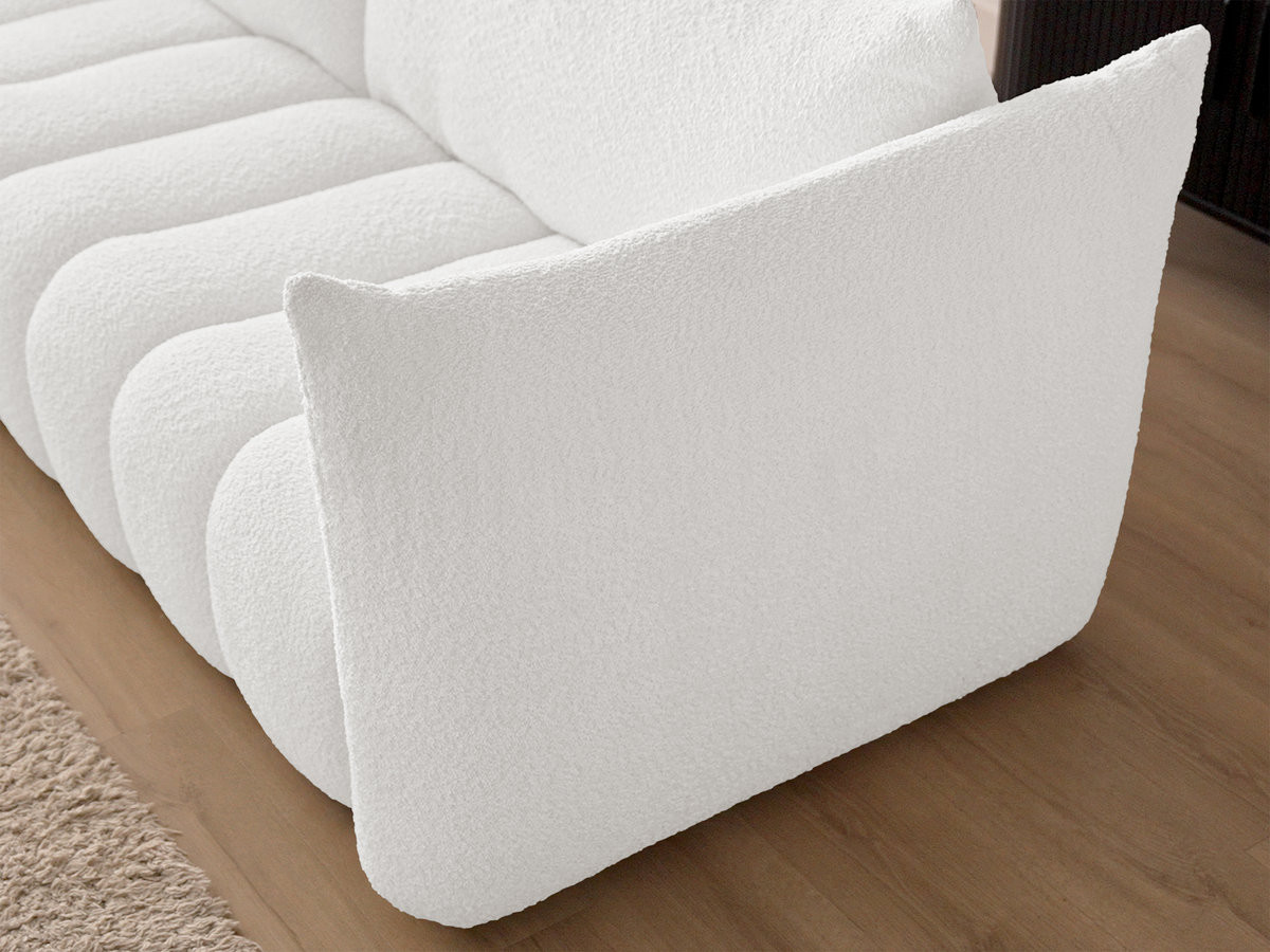 Canapé d'angle fixe modulable AZRA tissu bouclette