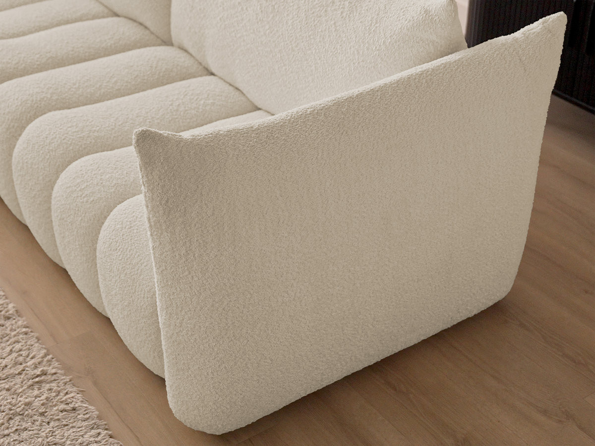 Canapé d'angle fixe modulable AZRA tissu bouclette