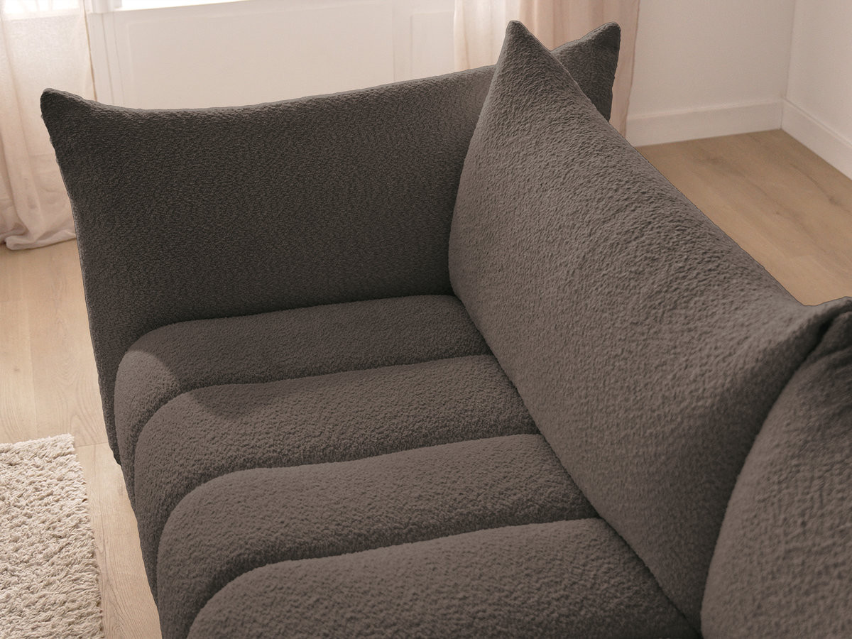 Canapé d'angle fixe modulable AZRA tissu bouclette