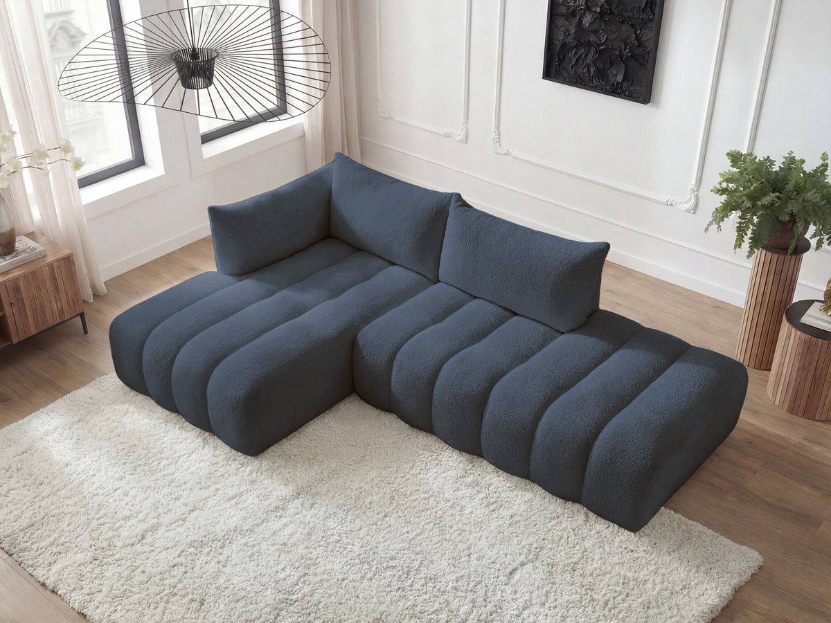 Canapé d'angle fixe modulable AZRA tissu bouclette