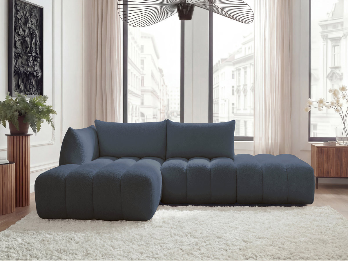 Canapé d'angle fixe modulable AZRA tissu bouclette