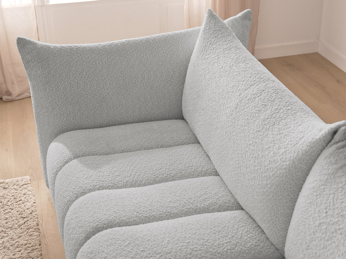 Canapé d'angle fixe modulable AZRA tissu bouclette