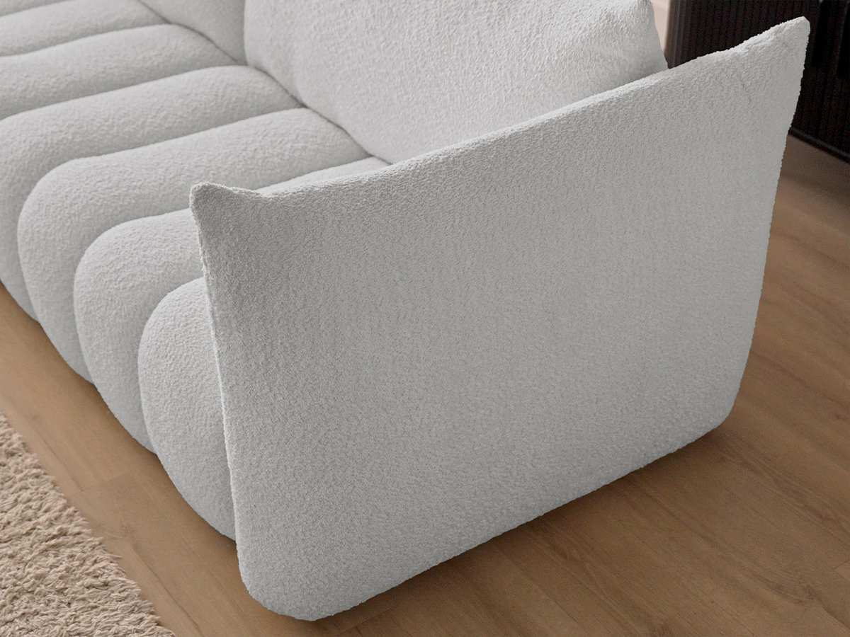 Canapé d'angle fixe modulable AZRA tissu bouclette